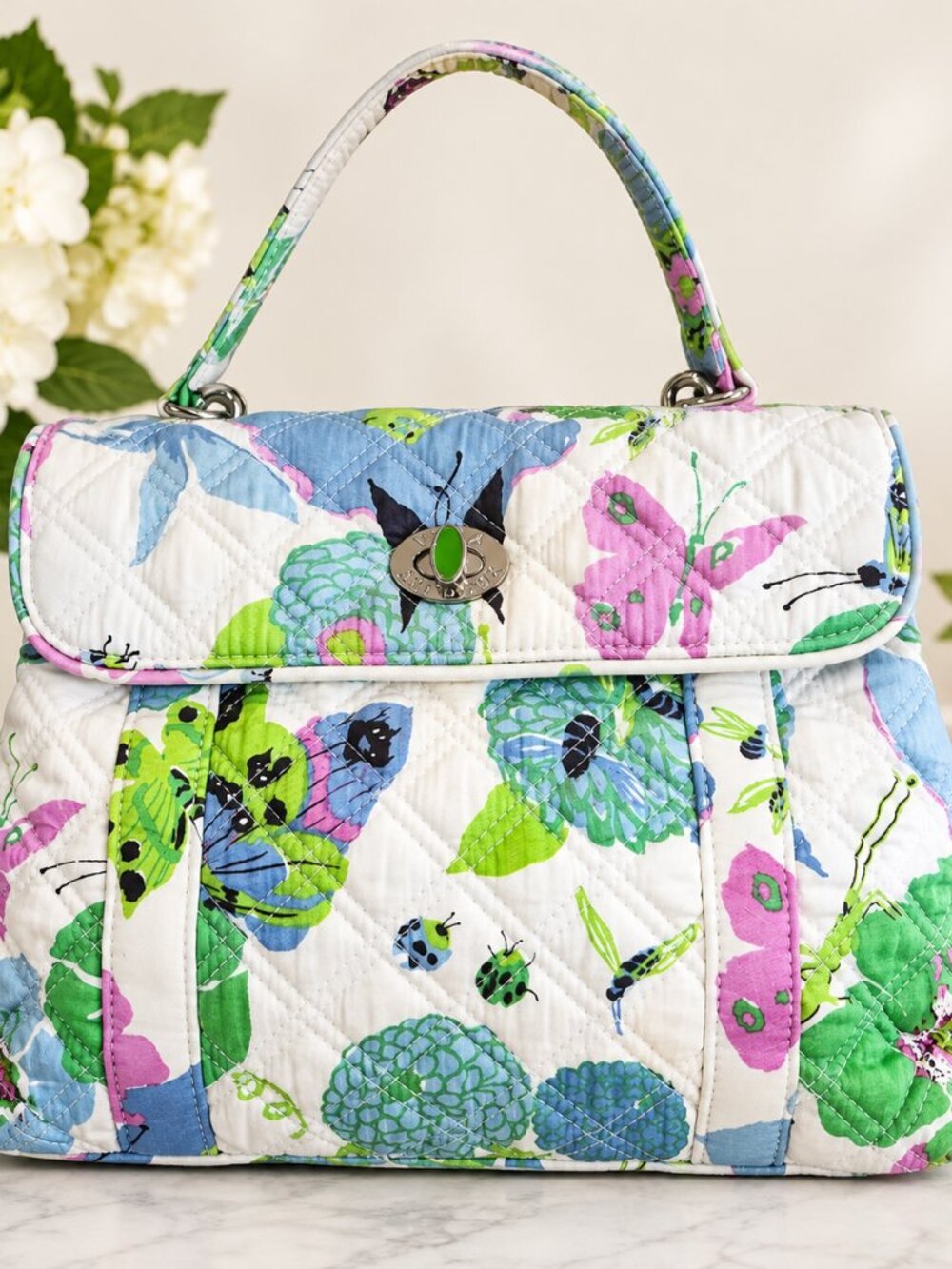Vera Bradley Spring Butterfly Nicole Sateen Handbag Limited Edition Retired